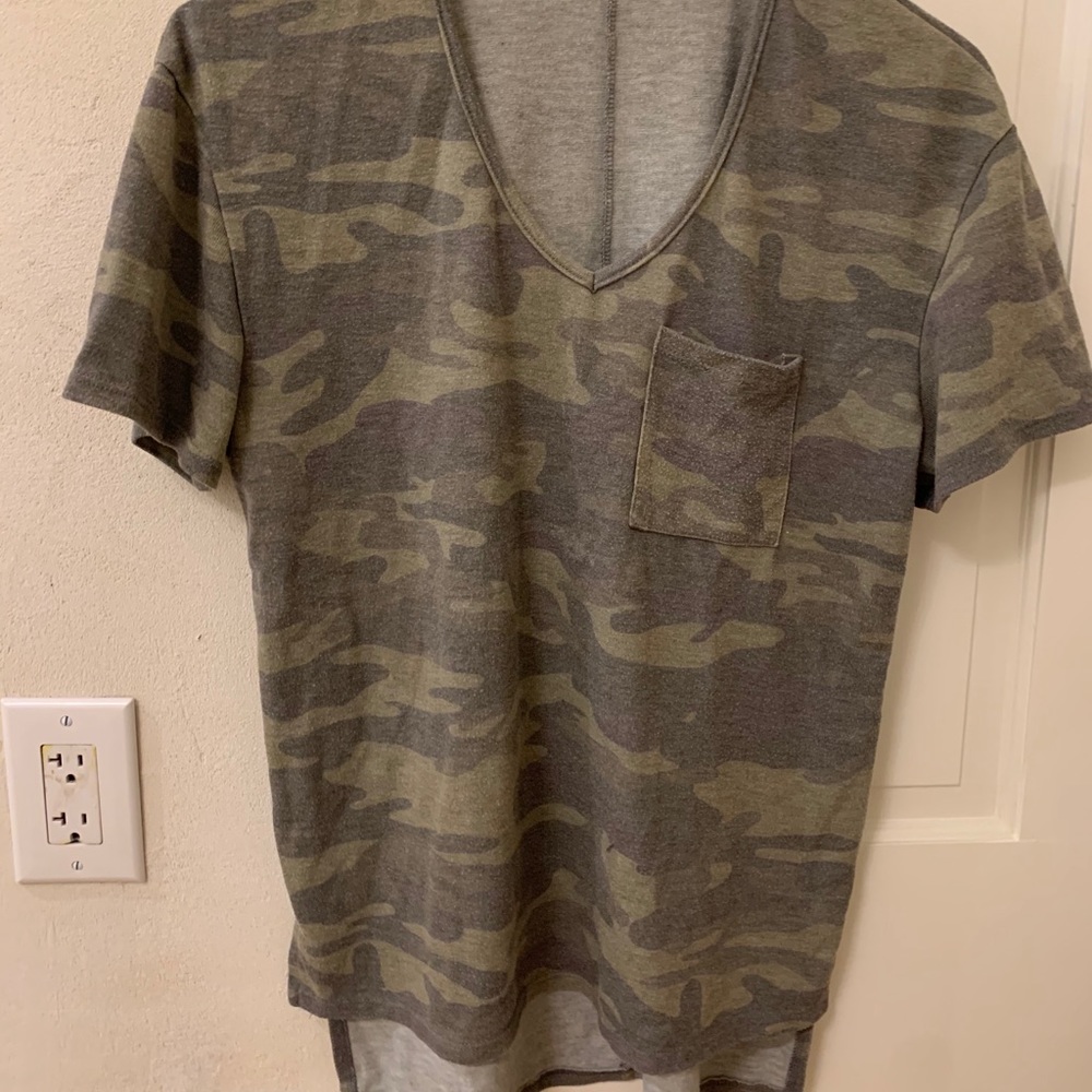 Camo V Neck Top